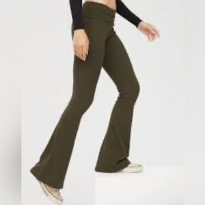 OFFLINE by Aerie Ribbed Fold-over Flared Pants ( green brighter than stock)